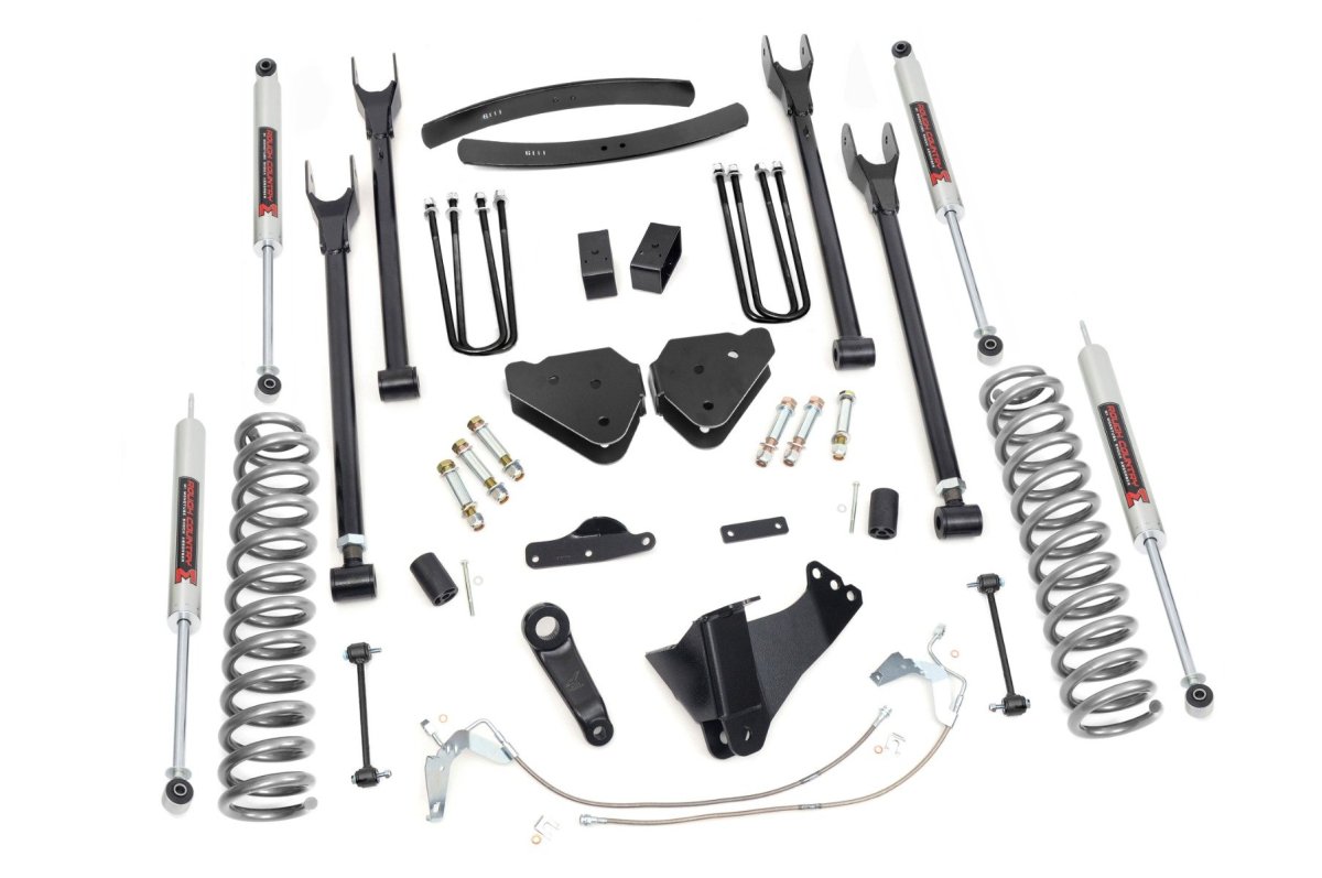 Ford F-350 Super Duty Suspension Lift Kit - Rough Country - 6 Inch Lift, 4 Link, M1, N3 Shocks - '08-'10